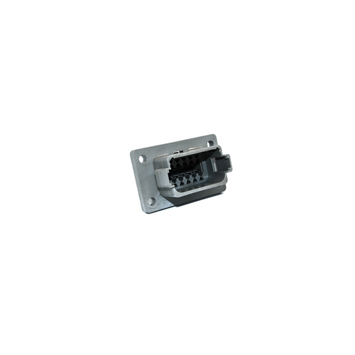 Deutsch DT receptacle 12-way, A-key, flange mount, grey
